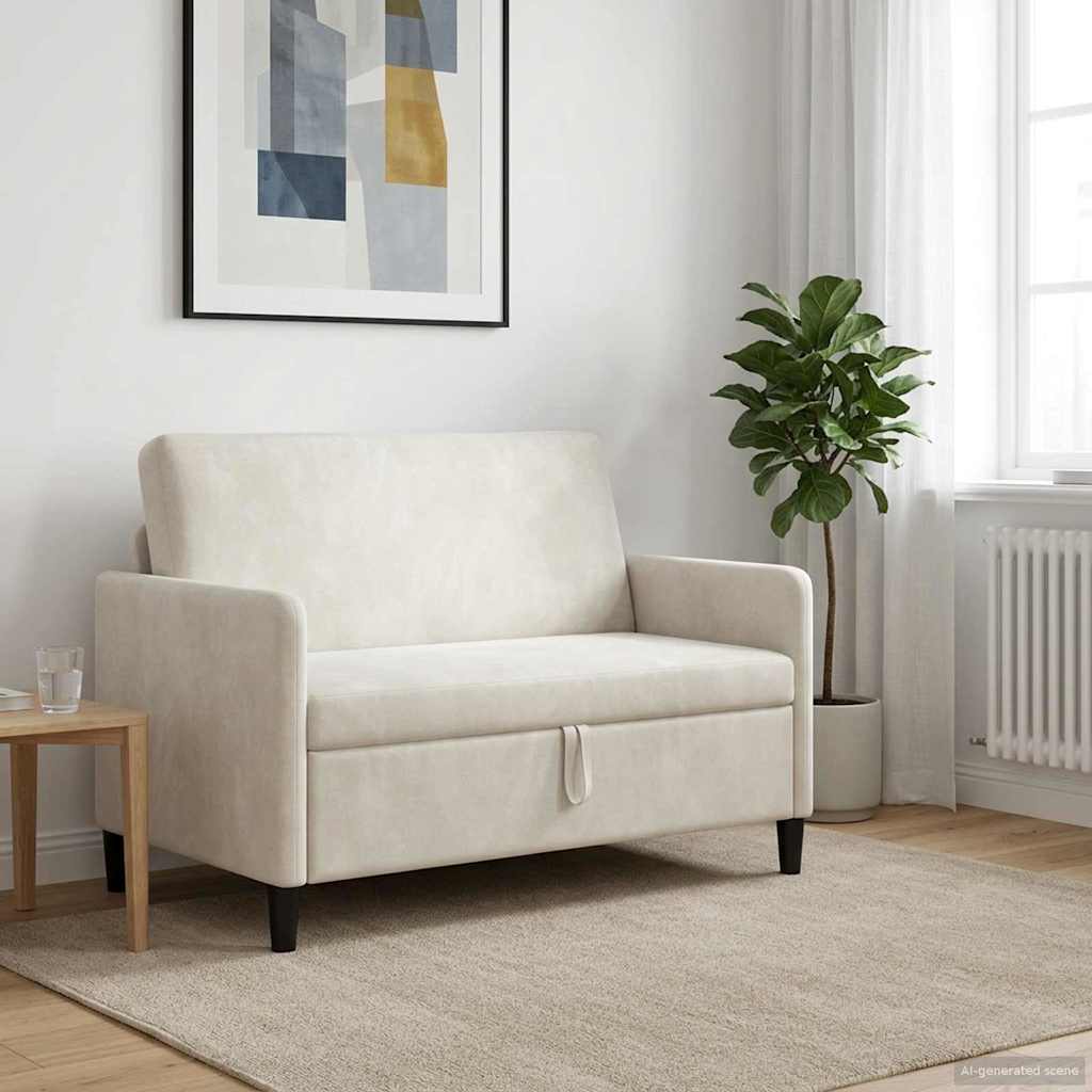Sofa mit Stauraum Creme 122 x 78 x 87 cm Polyester