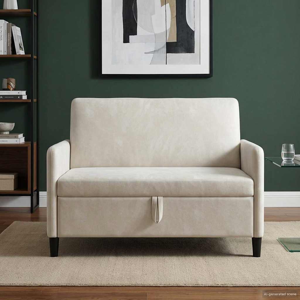Sofa mit Stauraum Creme 122 x 78 x 87 cm Polyester