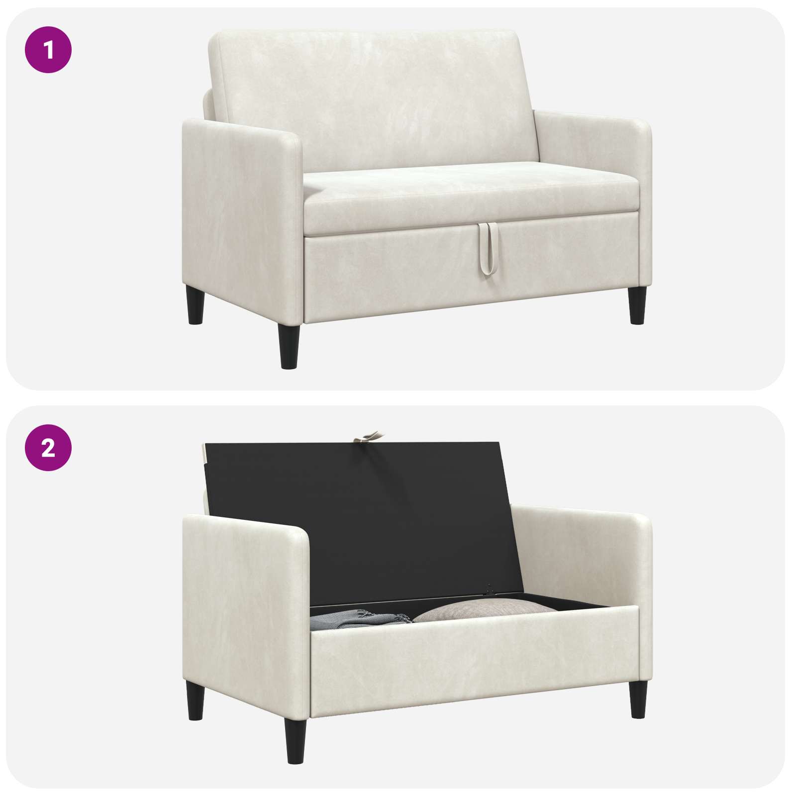 Sofa mit Stauraum Creme 122 x 78 x 87 cm Polyester