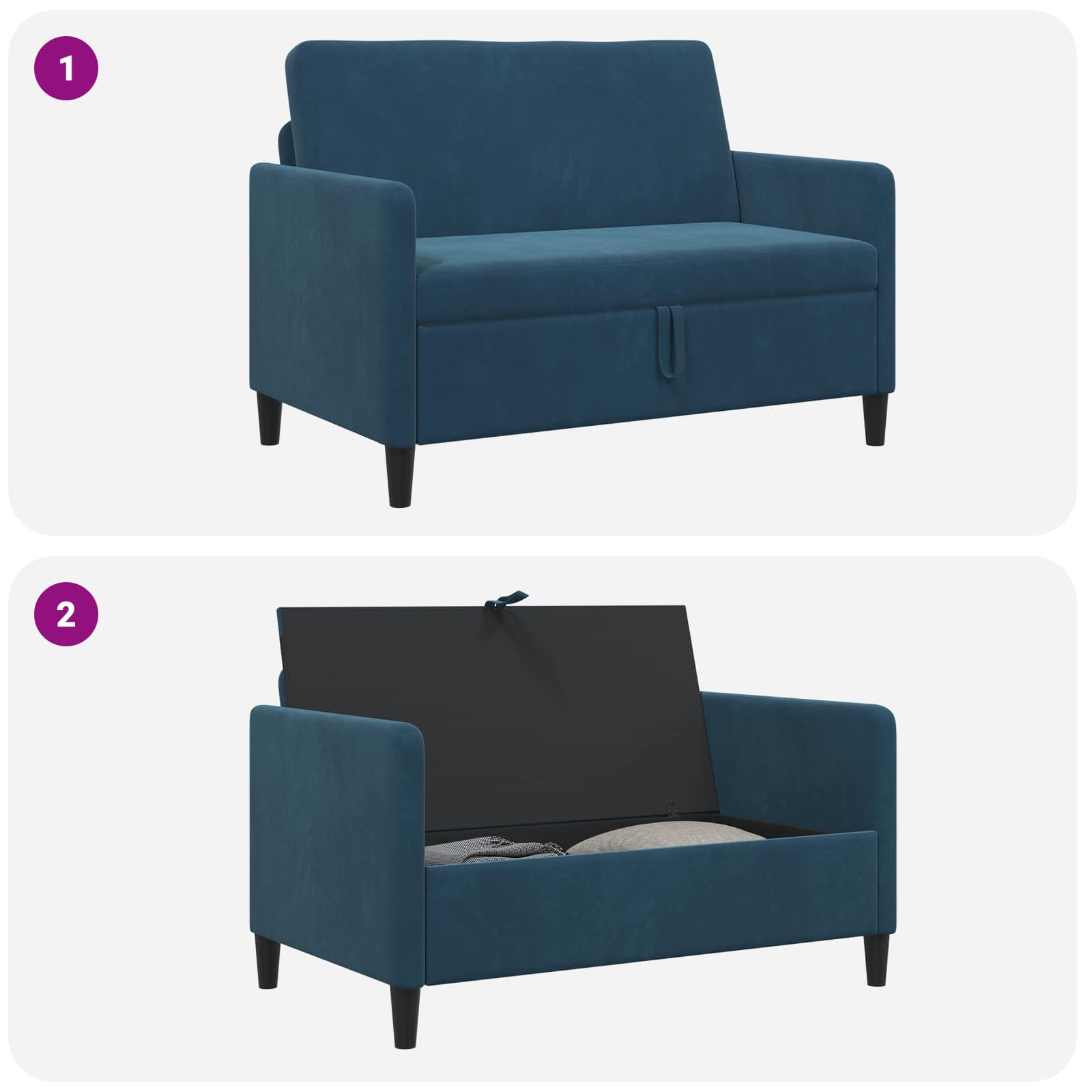 Sofa mit Stauraum Blau 122 x 78 x 87 cm Polyester