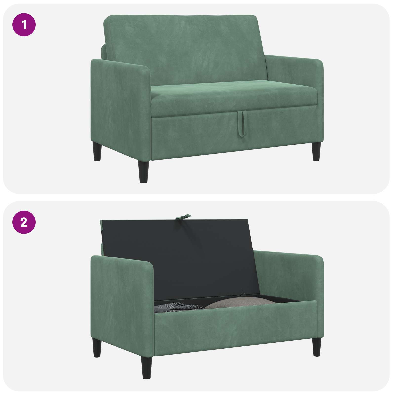 Sofa mit Stauraum Meergrün 122 x 78 x 87 cm Polyester