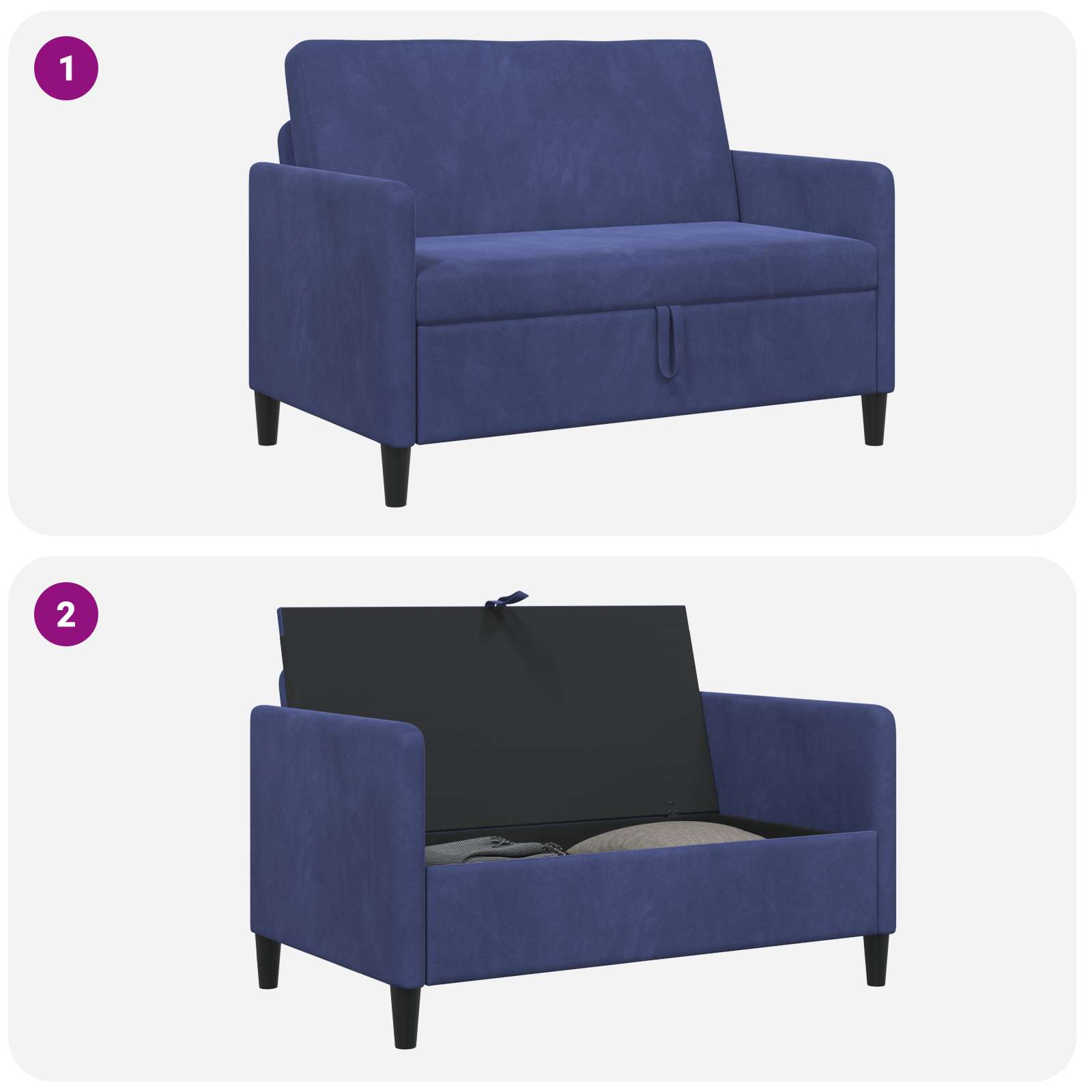 Sofa mit Stauraum Polizeiblau 122 x 78 x 87 cm Polyester