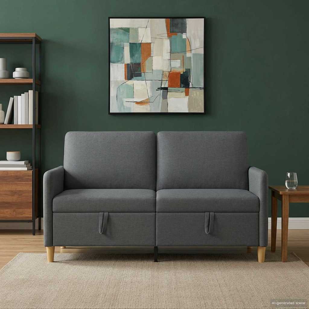 Sofa mit Stauraum Dunkelgrau 152 x 78 x 87 cm Polyester