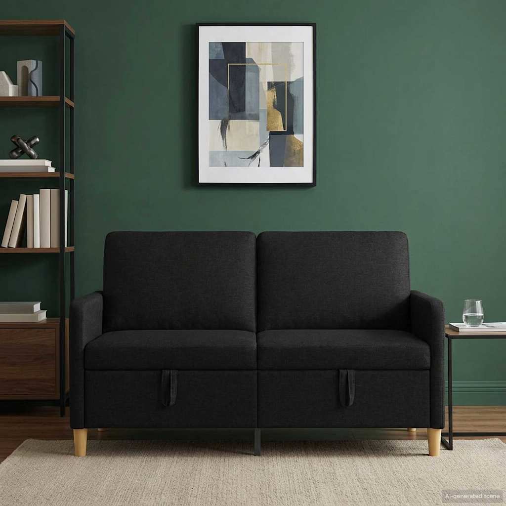 Sofa mit Stauraum Schwarz 152 x 78 x 87 cm Polyester