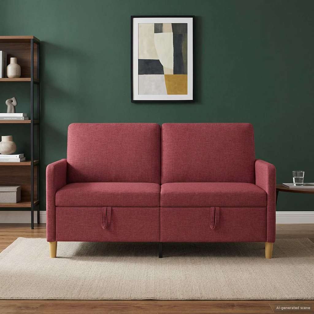 Sofa mit Stauraum Weinrot 152 x 78 x 87 cm Polyester