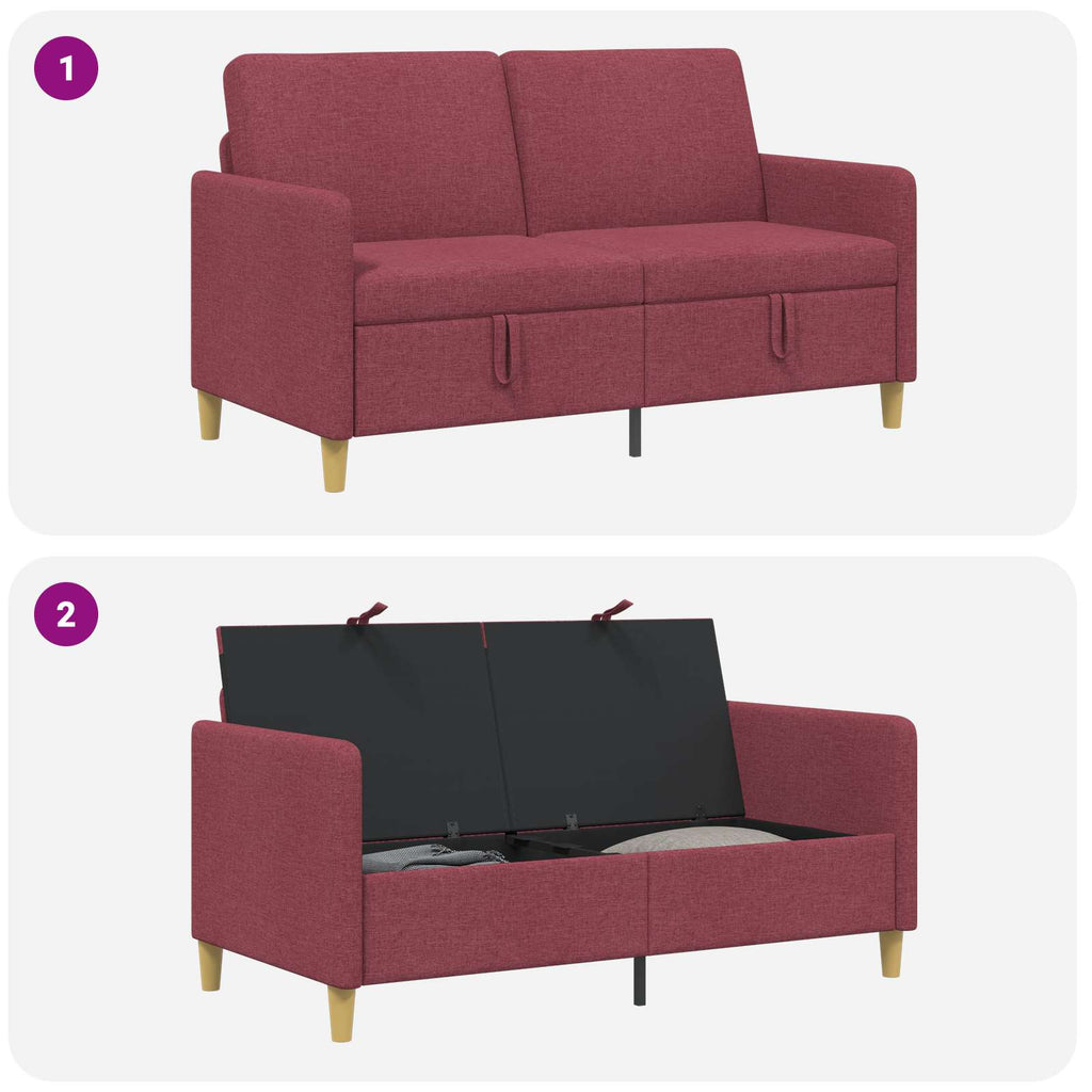 Sofa mit Stauraum Weinrot 152 x 78 x 87 cm Polyester