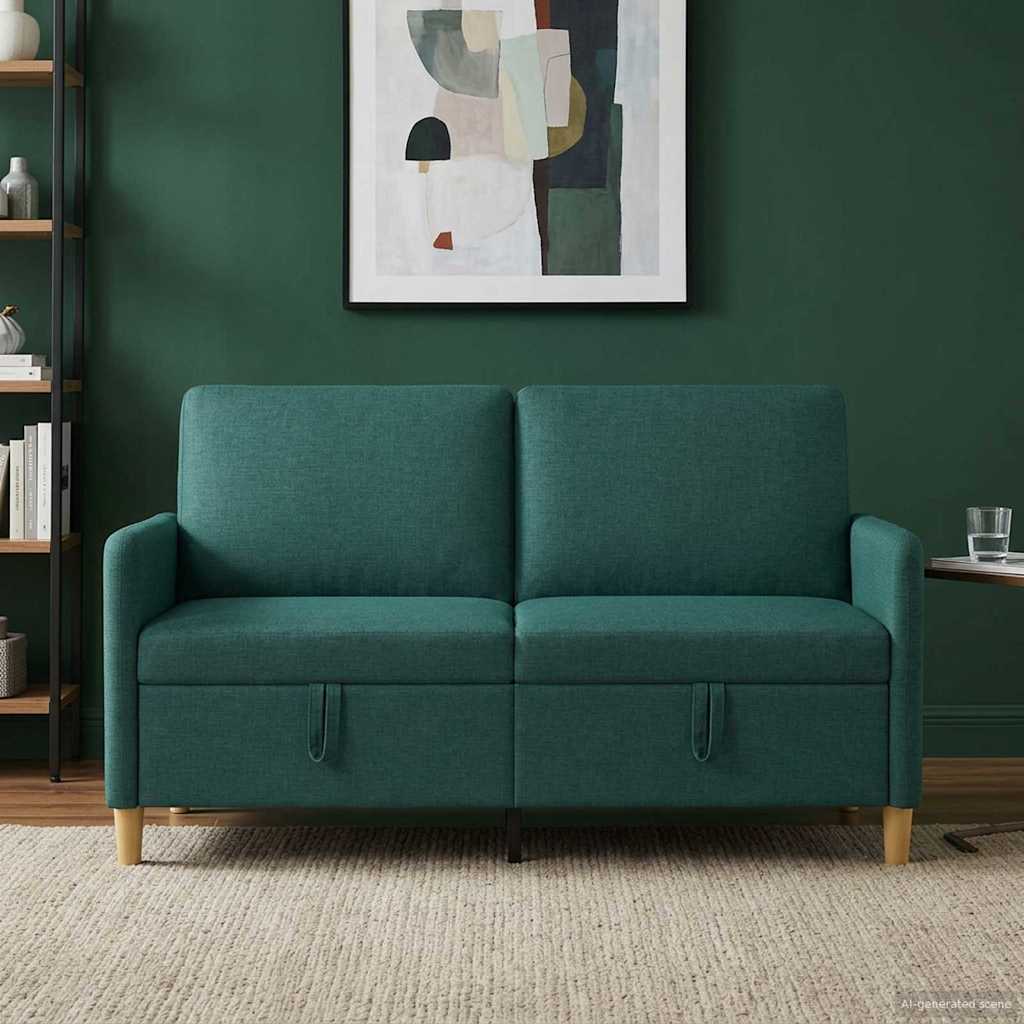Sofa mit Stauraum Dunkelgrün 152 x 78 x 87 cm Polyester