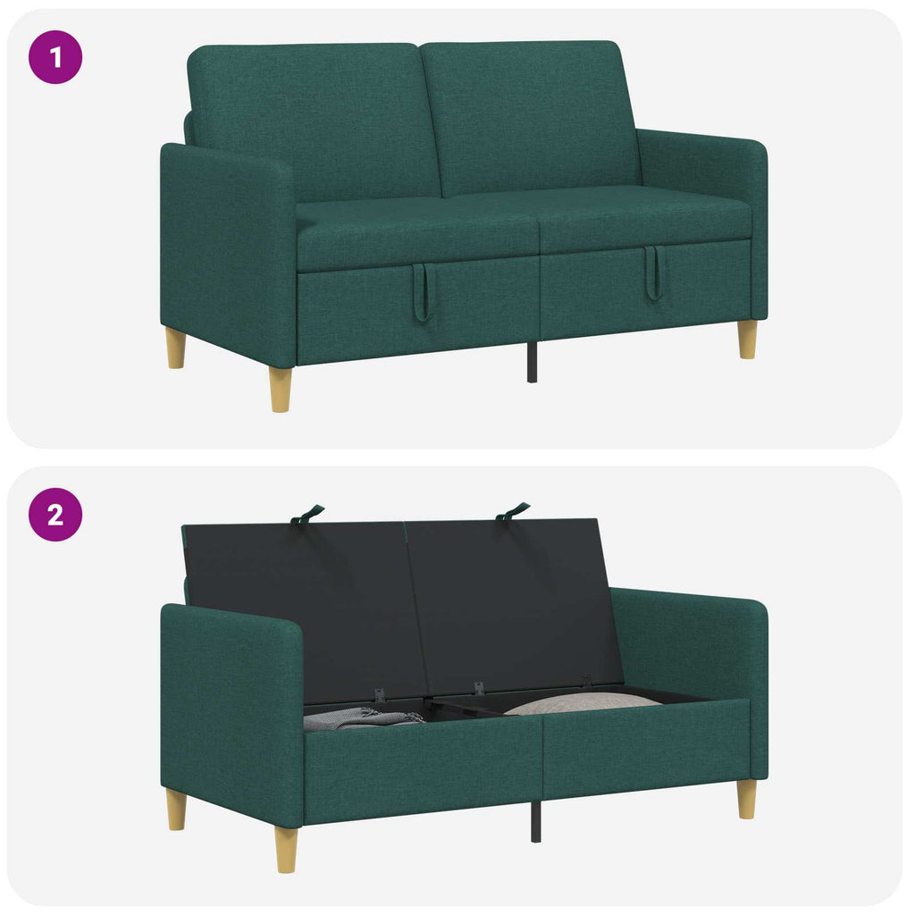 Sofa mit Stauraum Dunkelgrün 152 x 78 x 87 cm Polyester