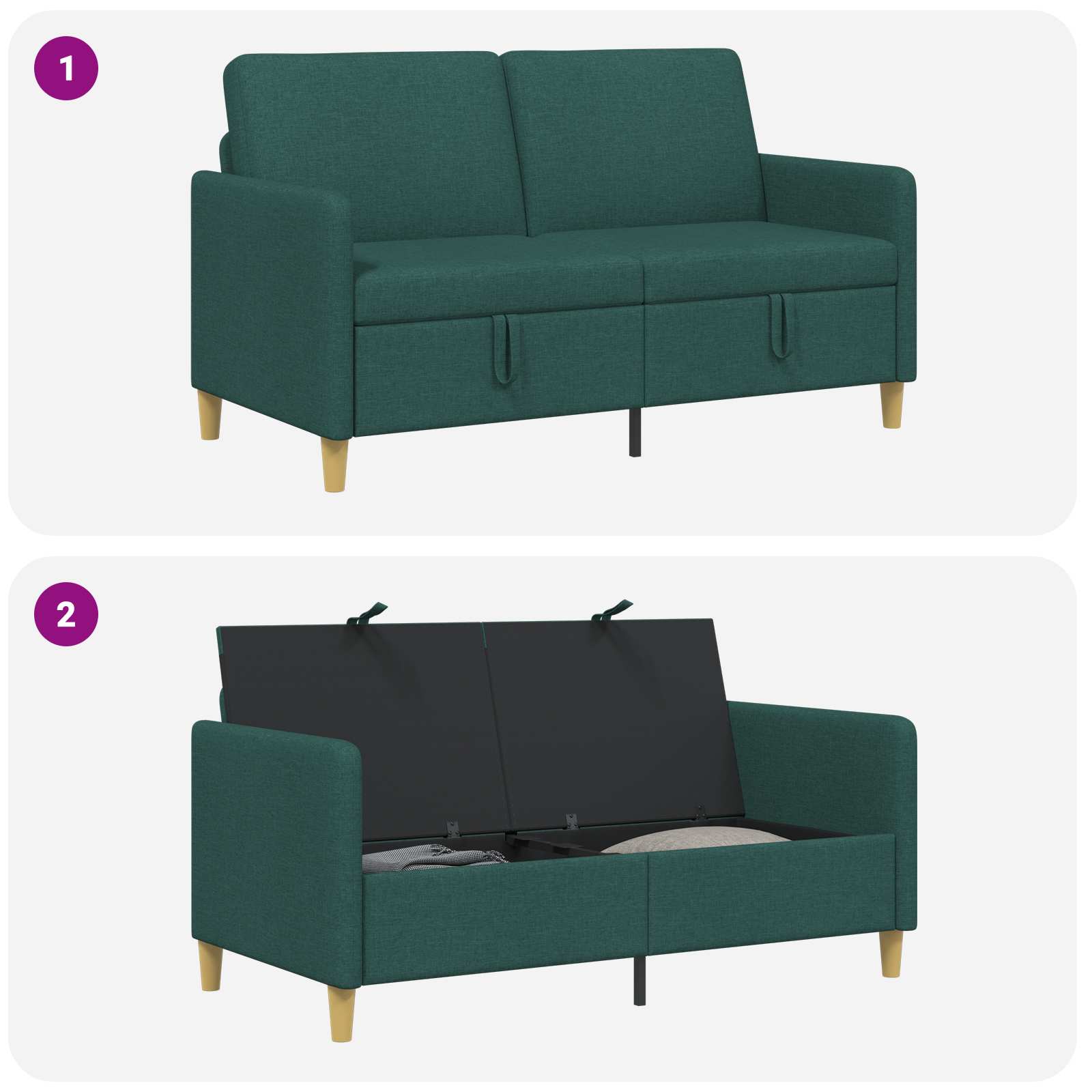 Sofa mit Stauraum Dunkelgrün 152 x 78 x 87 cm Polyester