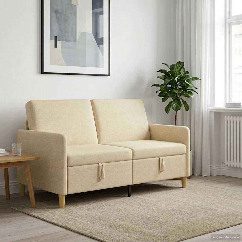 Sofa mit Stauraum Creme 152 x 78 x 87 cm Polyester