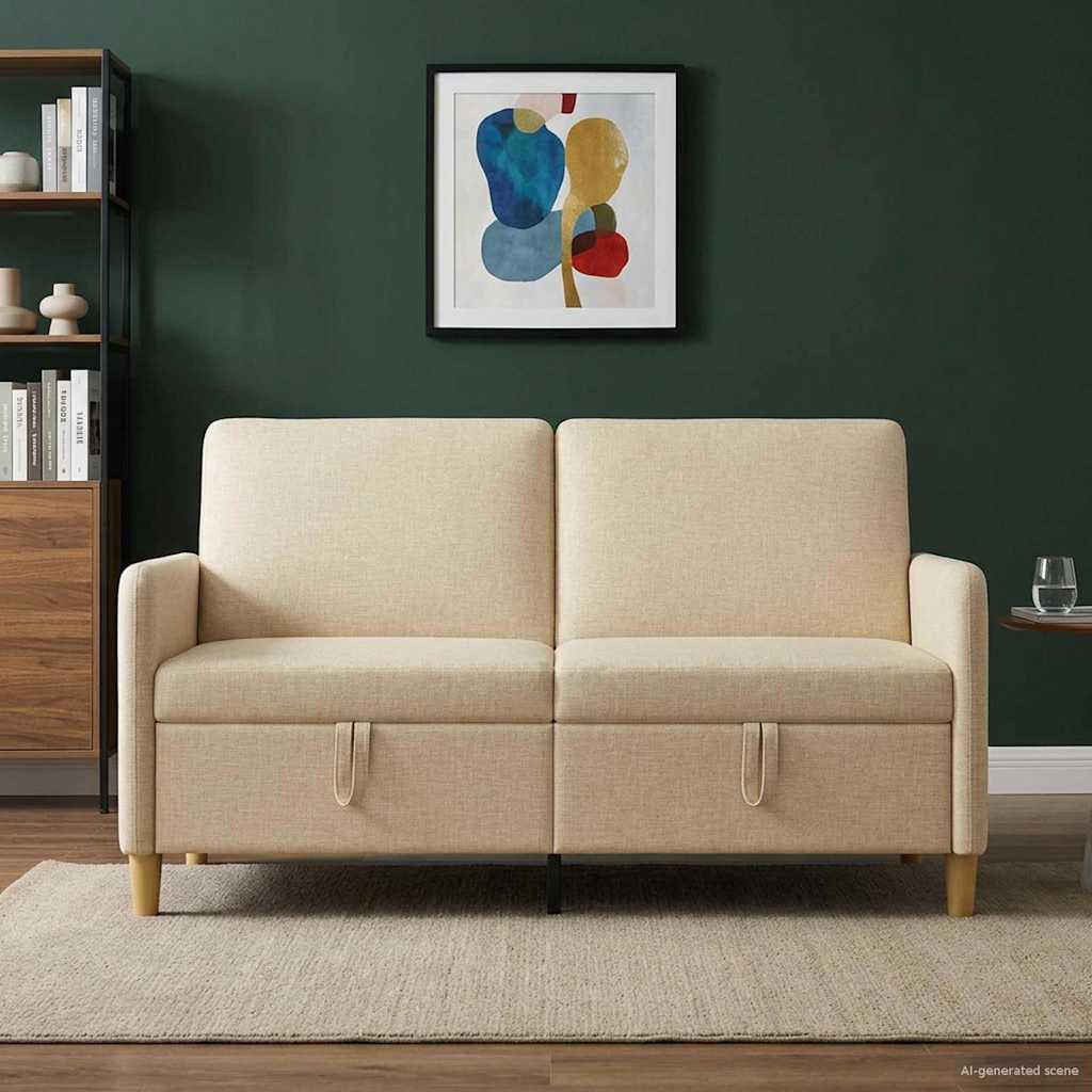 Sofa mit Stauraum Creme 152 x 78 x 87 cm Polyester