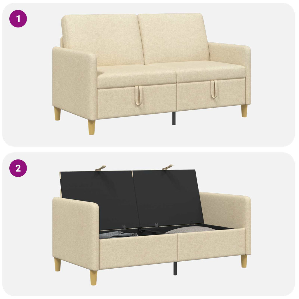 Sofa mit Stauraum Creme 152 x 78 x 87 cm Polyester
