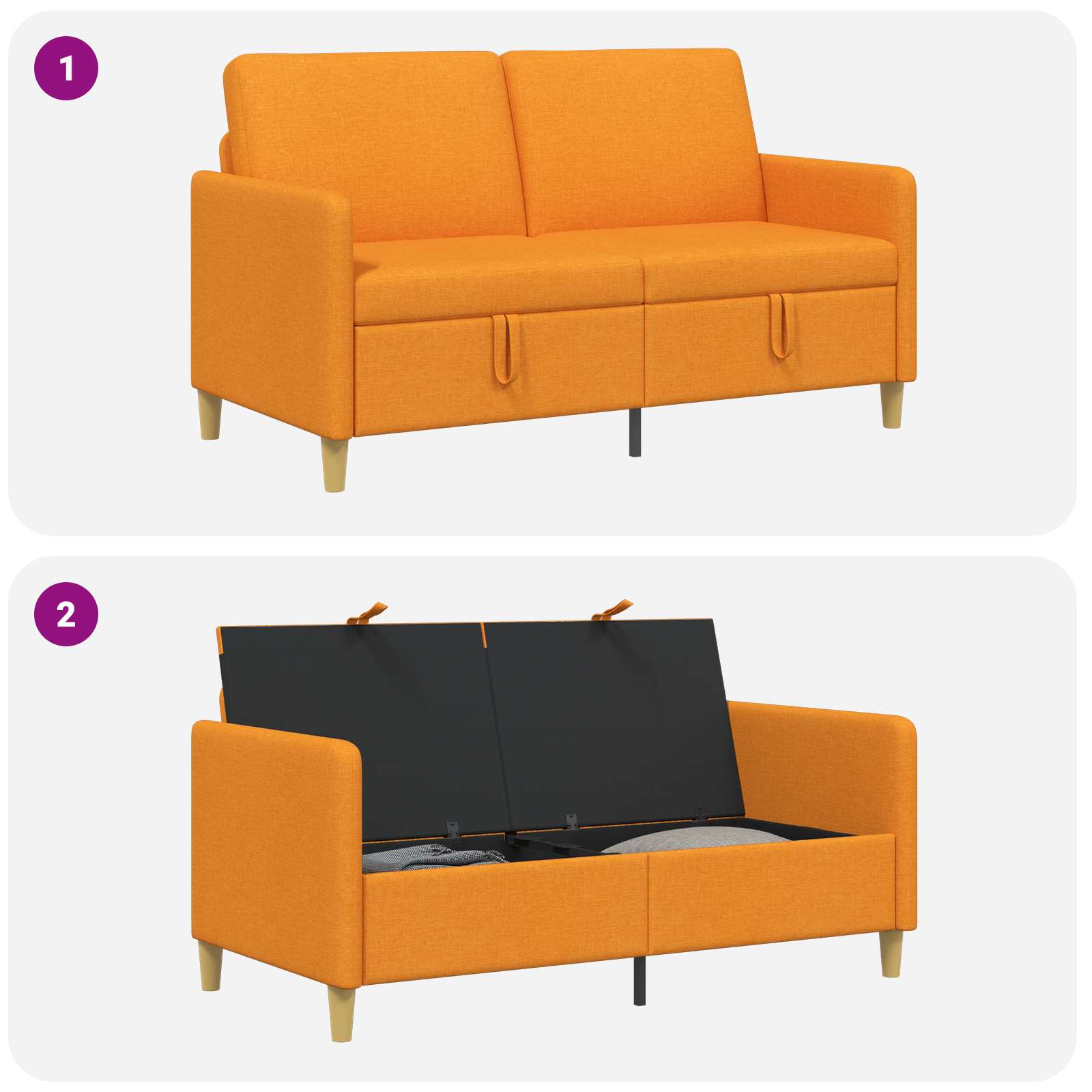 Sofa mit Stauraum Dunkelgelb 152 x 78 x 87 cm Polyester