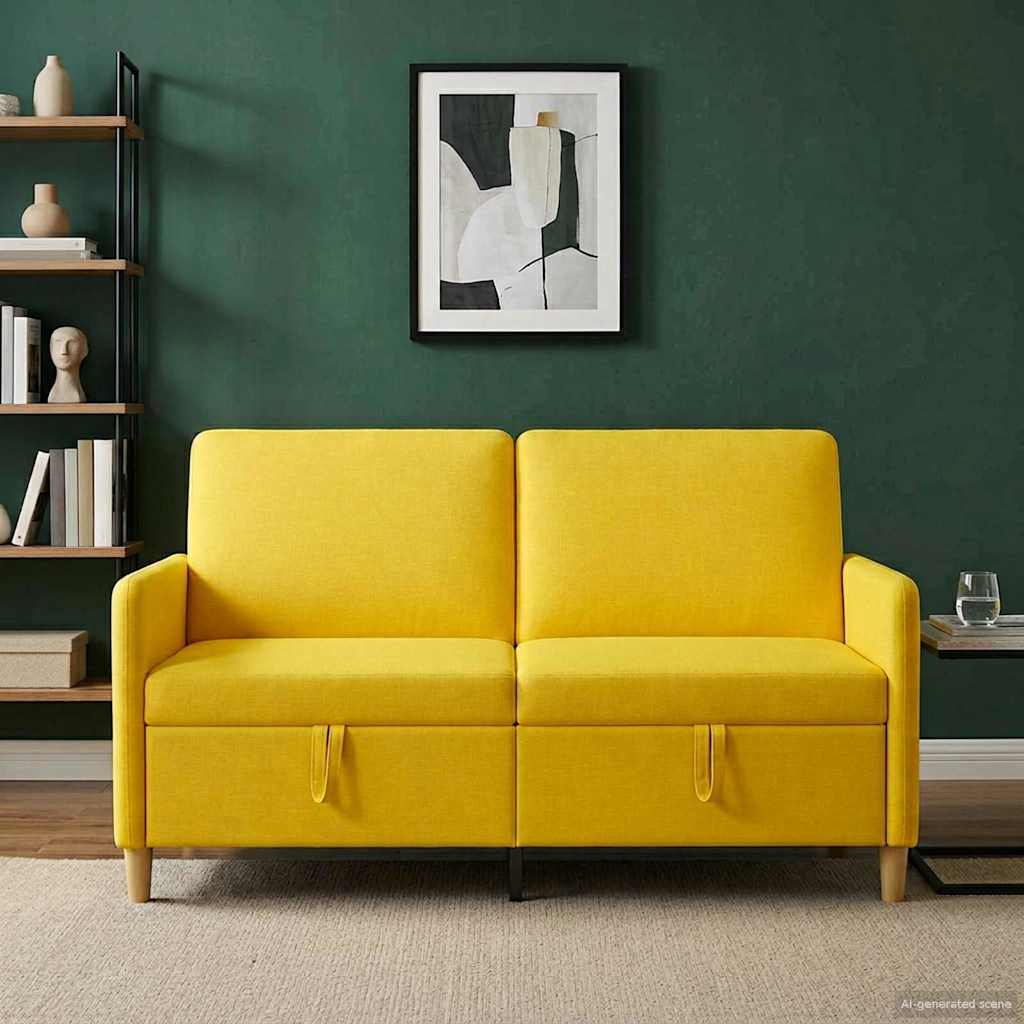 Sofa mit Stauraum Helles Gelb 152 x 78 x 87 cm Polyester