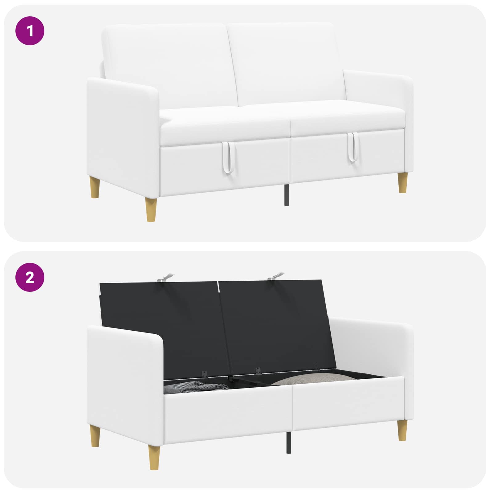 Sofa mit Stauraum Weiß 152 x 78 x 87 cm Polyester