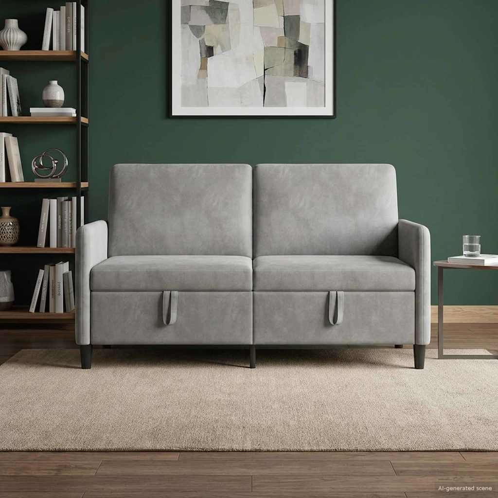 Sofa mit Stauraum Hellgrau 152 x 78 x 87 cm Polyester