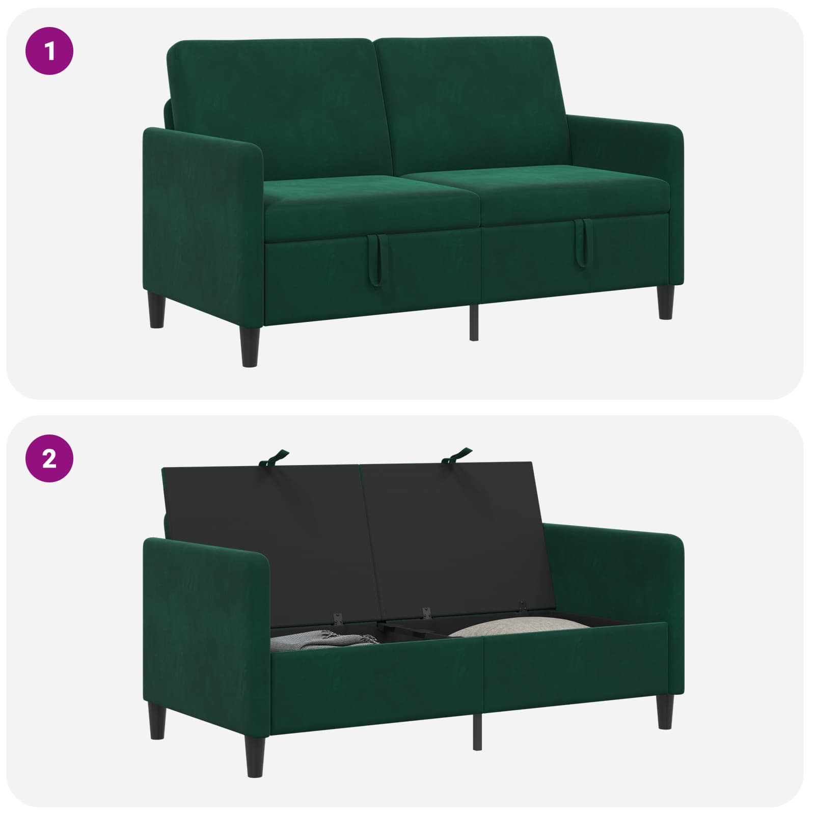 Sofa mit Stauraum Dunkelgrün 152 x 78 x 87 cm Polyester