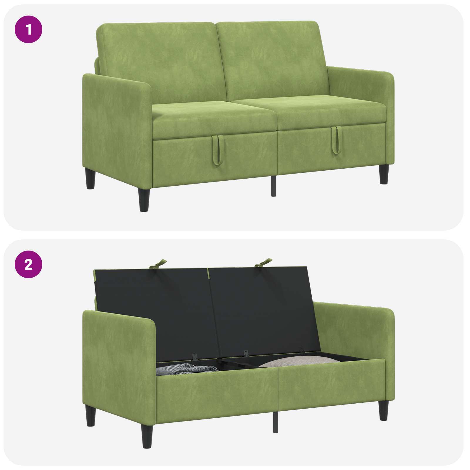Sofa mit Stauraum Hellgrün 152 x 78 x 87 cm Polyester