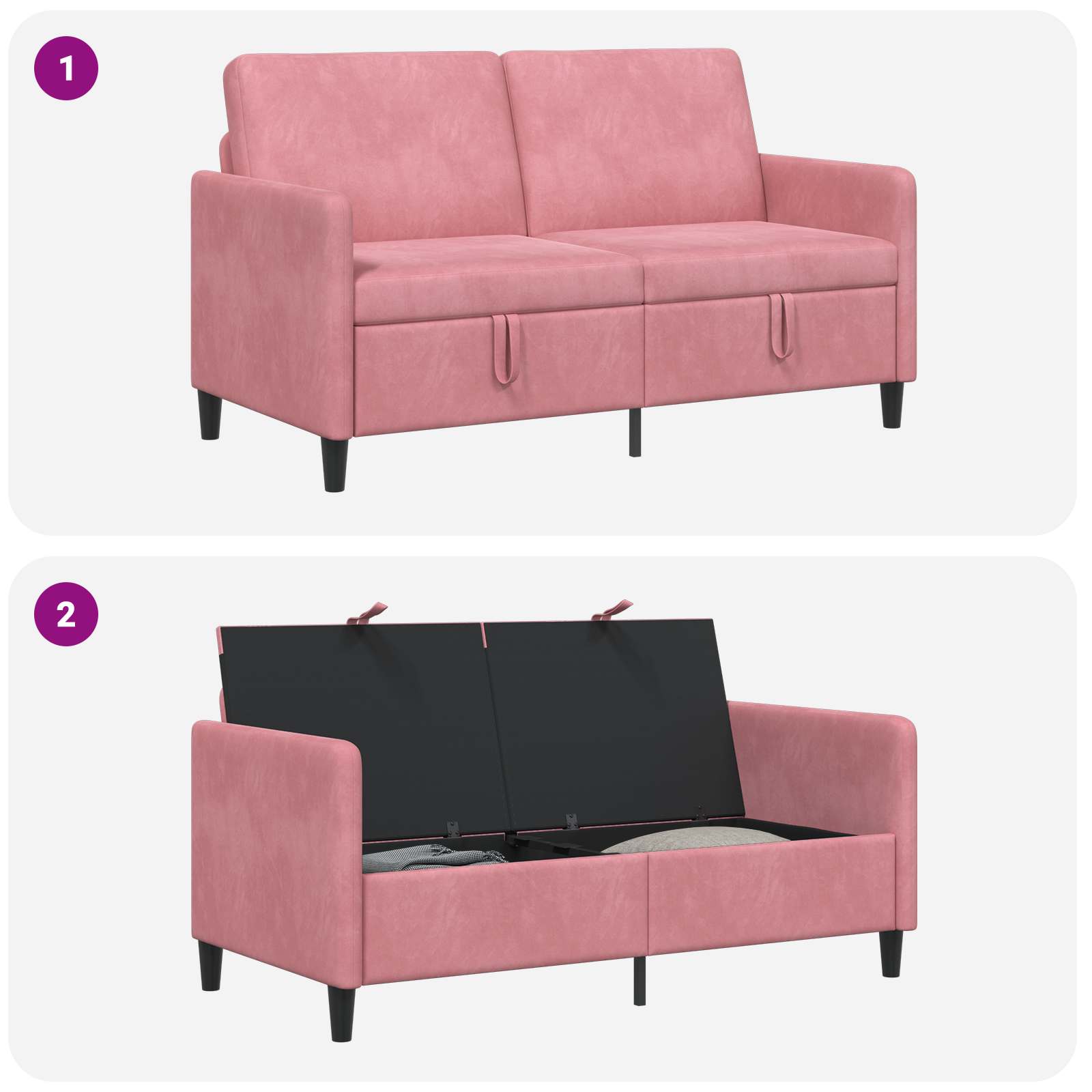 Sofa mit Stauraum Rosa 152 x 78 x 87 cm Polyester