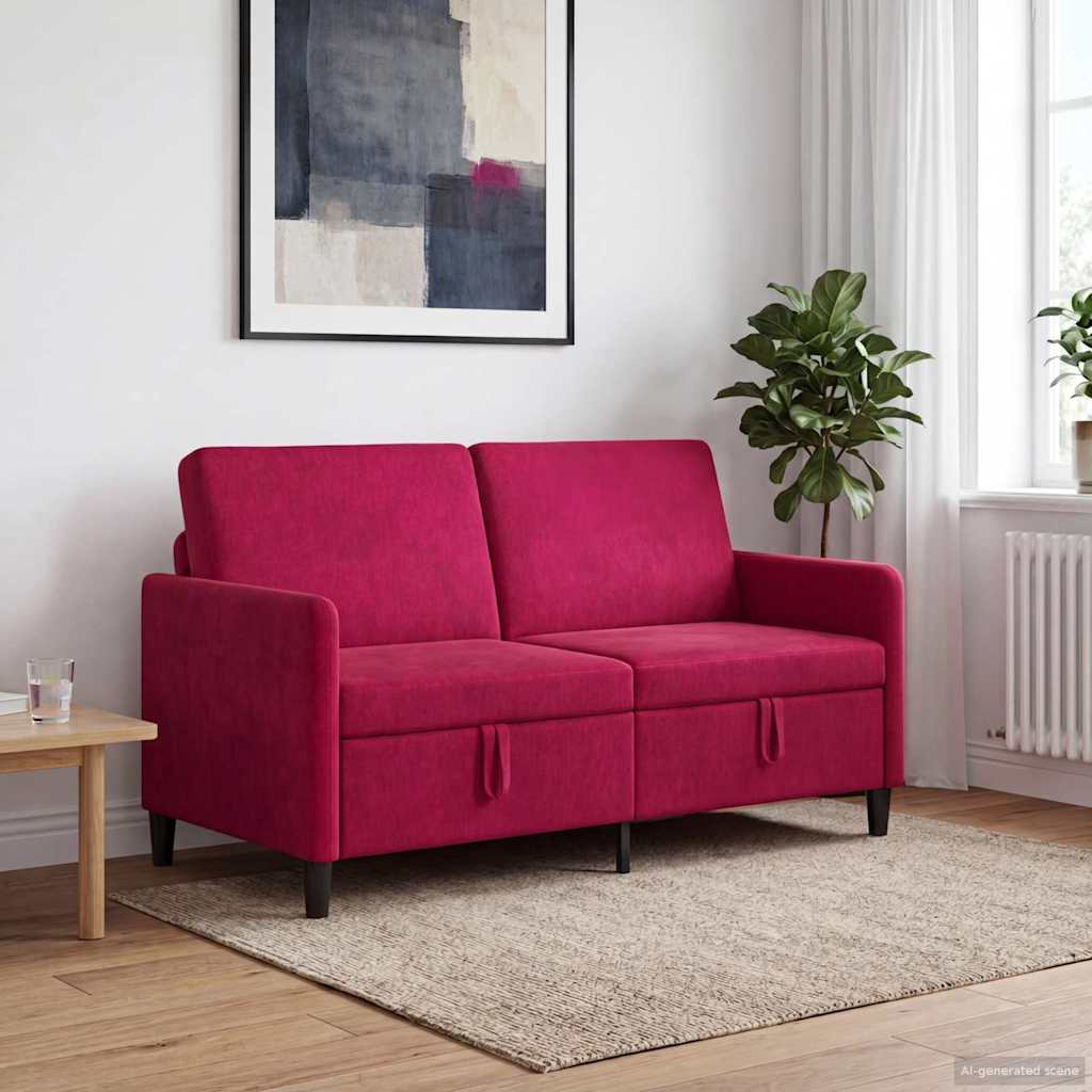 Sofa mit Stauraum Weinrot 152 x 78 x 87 cm Polyester
