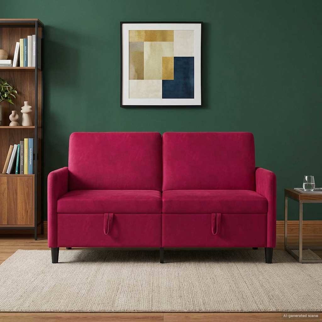 Sofa mit Stauraum Weinrot 152 x 78 x 87 cm Polyester