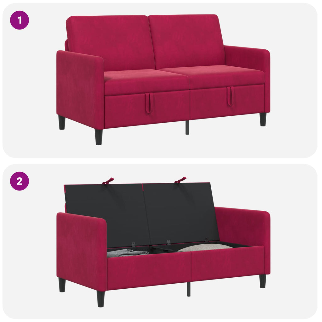 Sofa mit Stauraum Weinrot 152 x 78 x 87 cm Polyester