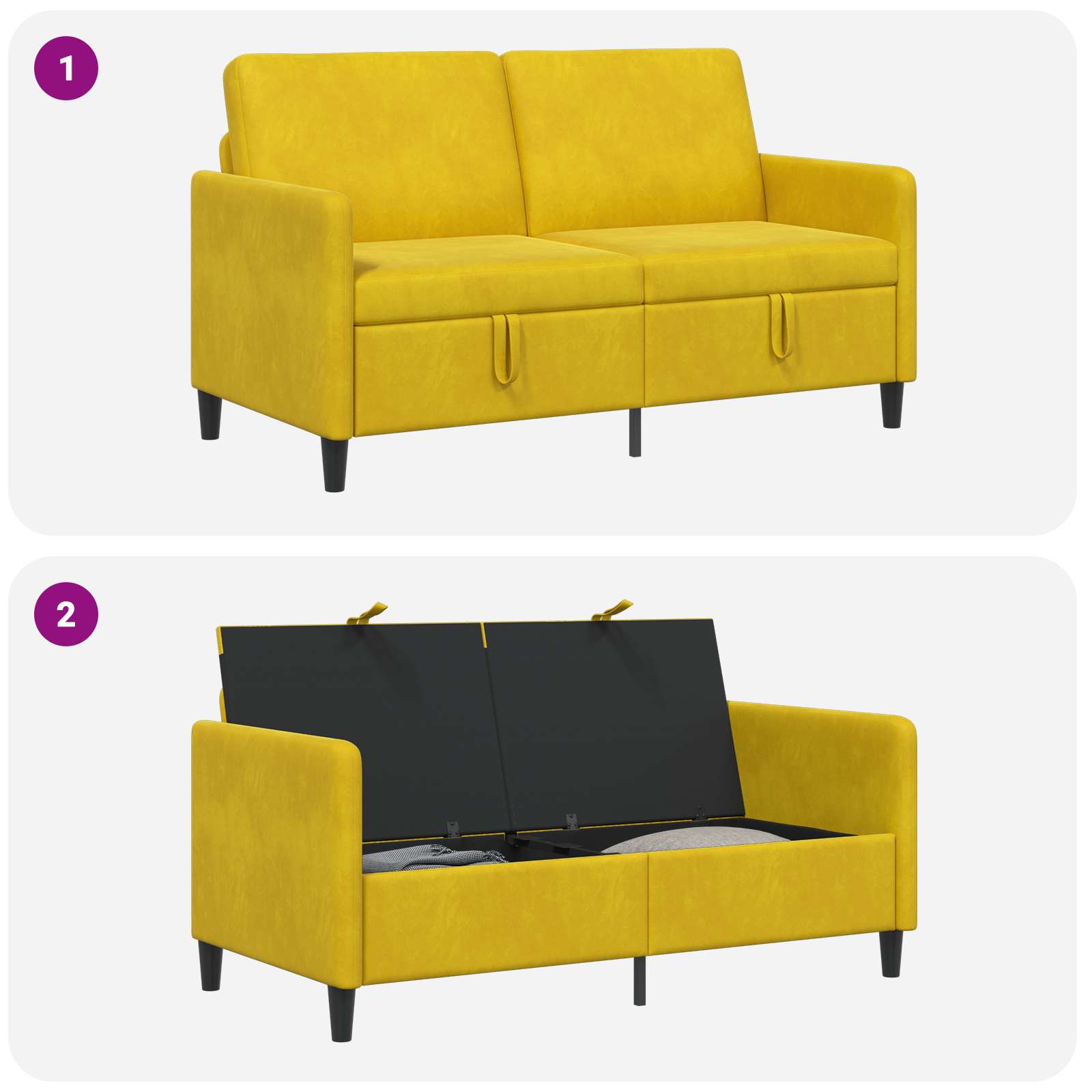 Sofa mit Stauraum Gelb 152 x 78 x 87 cm Polyester