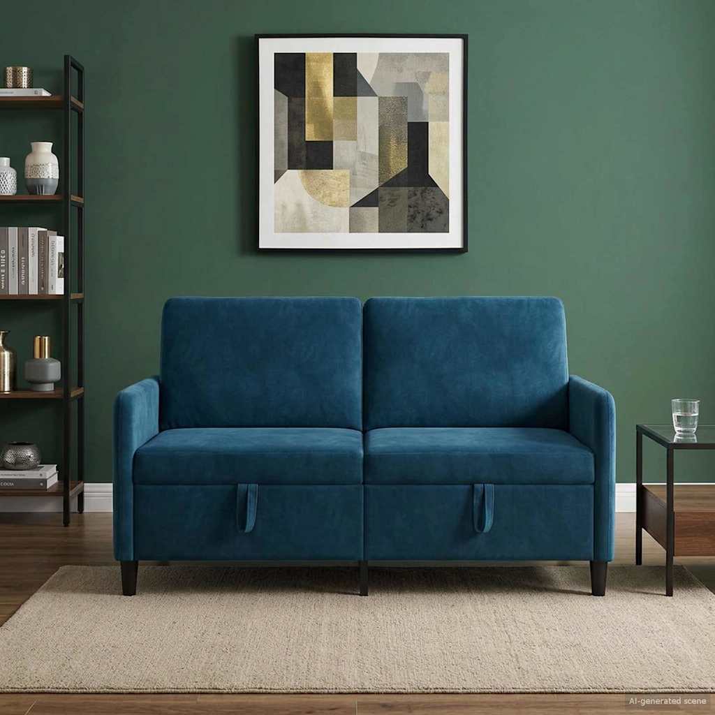 Sofa mit Stauraum Blau 152 x 78 x 87 cm Polyester