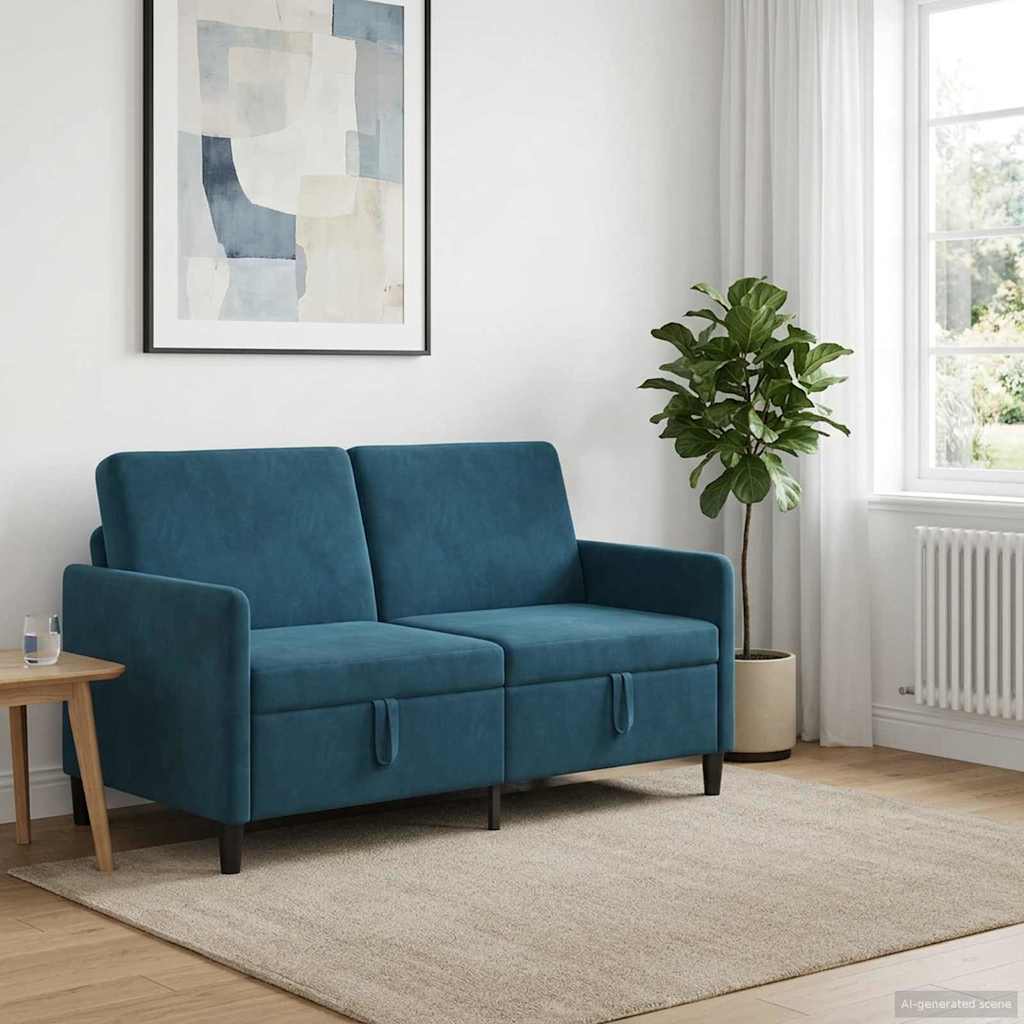 Sofa mit Stauraum Blau 152 x 78 x 87 cm Polyester