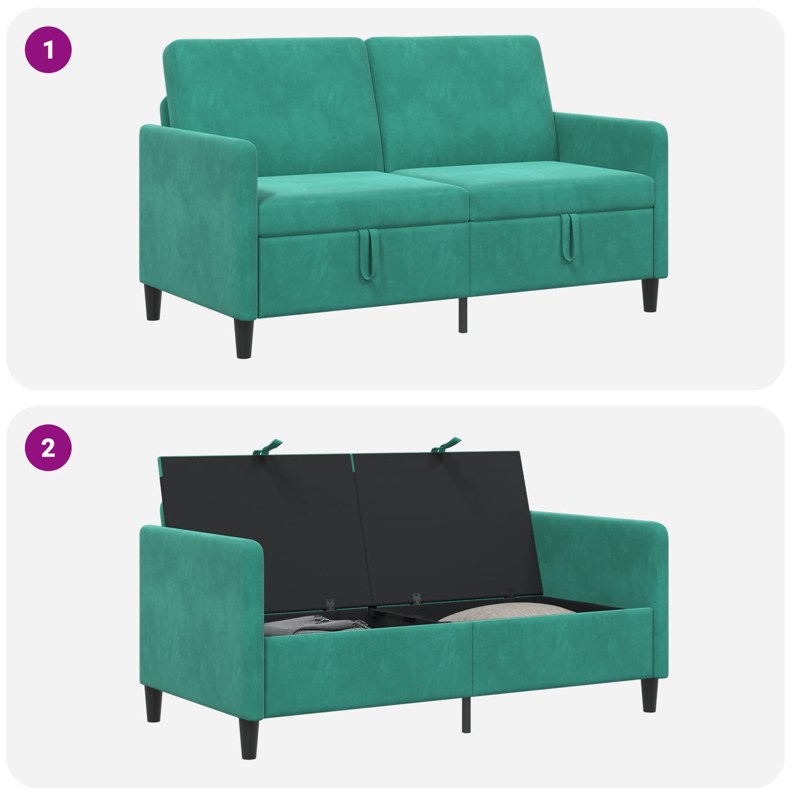 Sofa mit Stauraum Türkis 152 x 78 x 87 cm Polyester