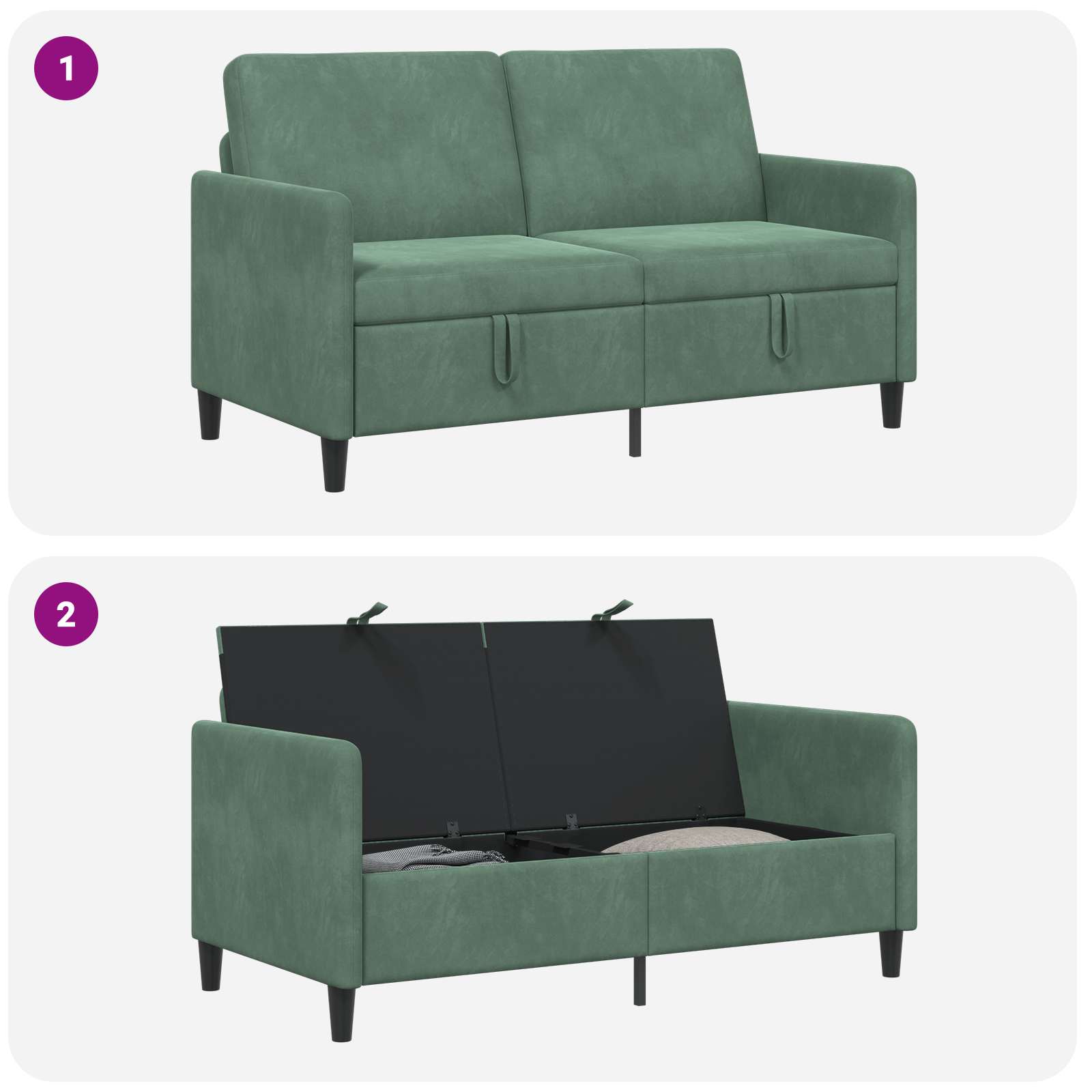 Sofa mit Stauraum Meergrün 152 x 78 x 87 cm Polyester