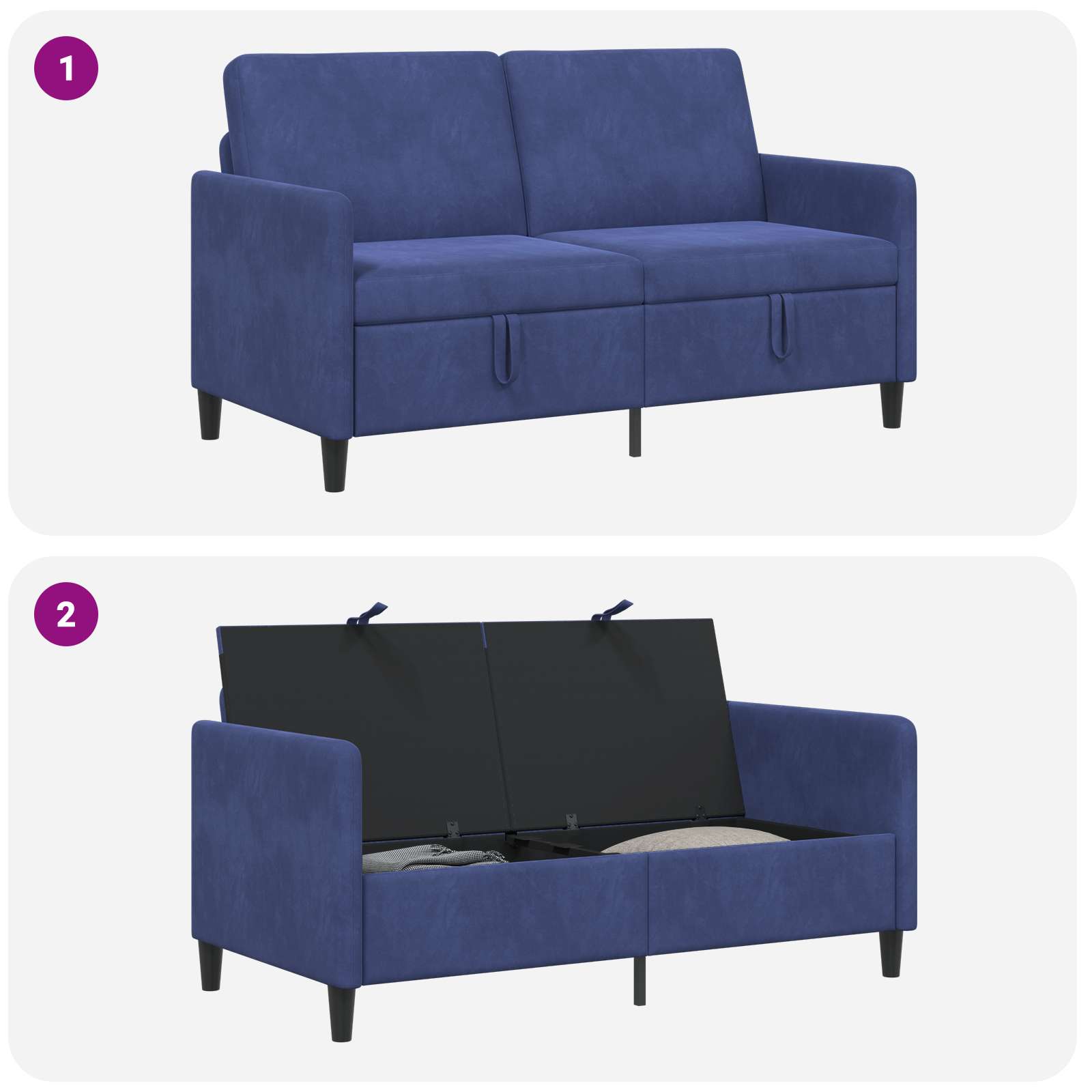 Sofa mit Stauraum Polizeiblau 152 x 78 x 87 cm Polyester