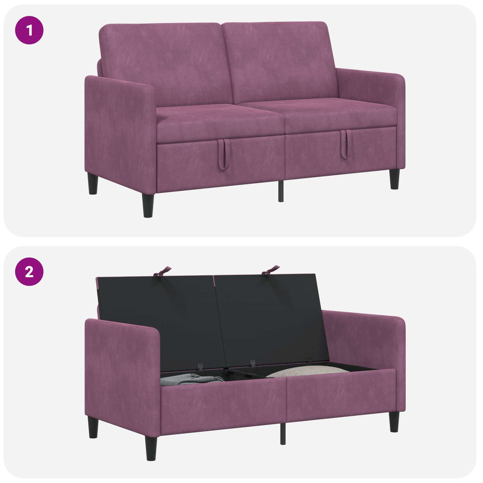 Sofa mit Stauraum Lila 152 x 78 x 87 cm Polyester