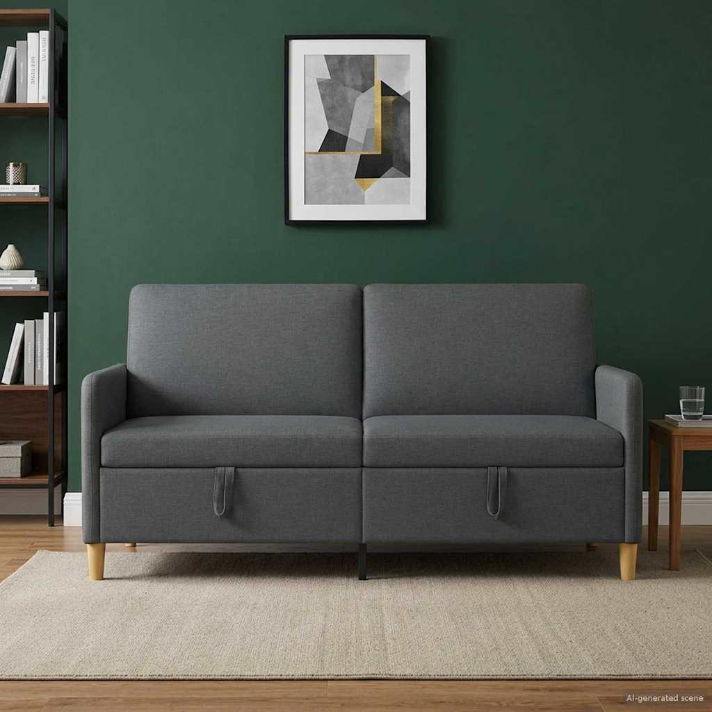 Sofa mit Stauraum Dunkelgrau 172 x 78 x 87 cm Polyester