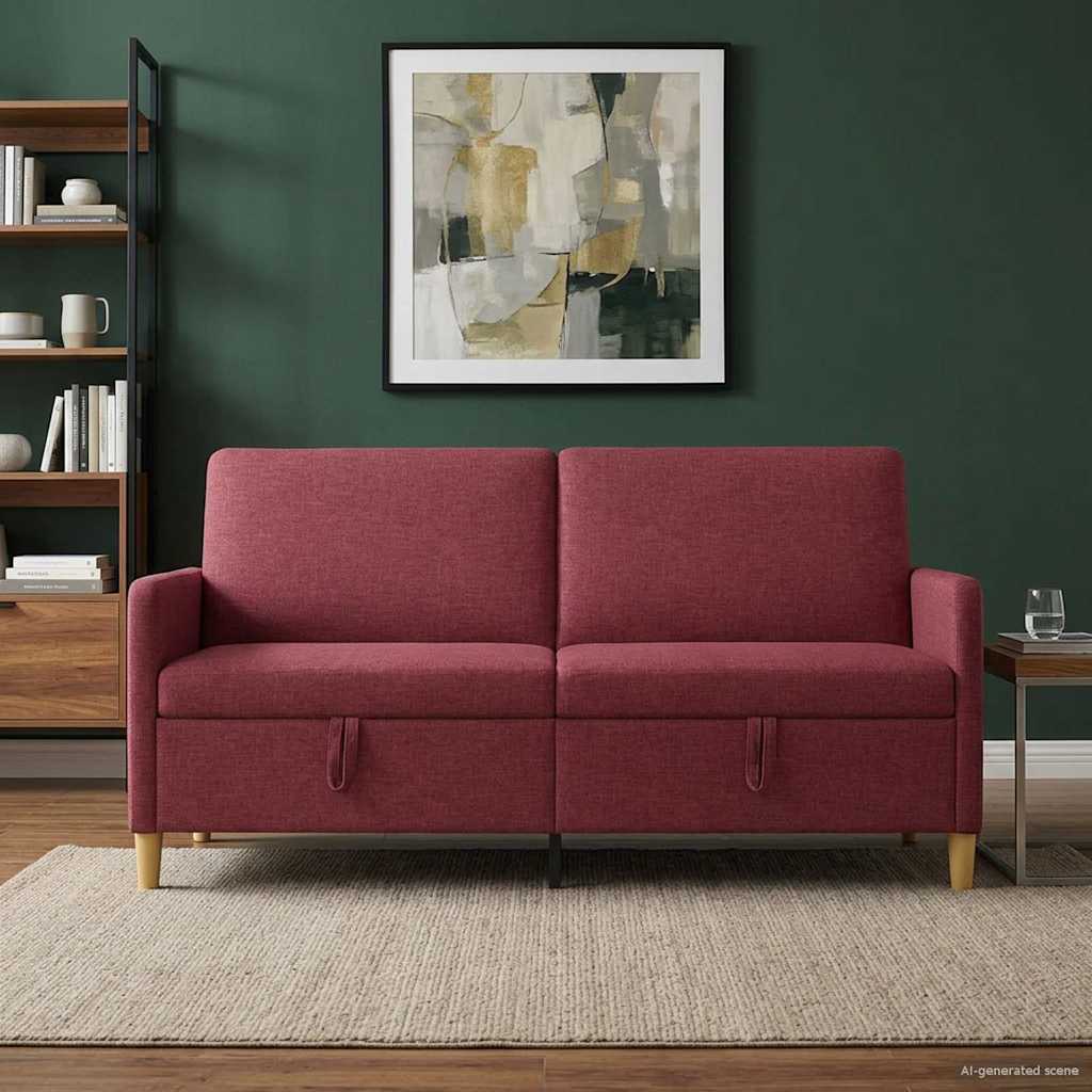 Sofa mit Stauraum Weinrot 172 x 78 x 87 cm Polyester