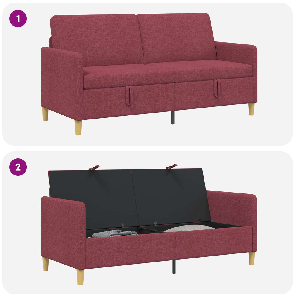 Sofa mit Stauraum Weinrot 172 x 78 x 87 cm Polyester