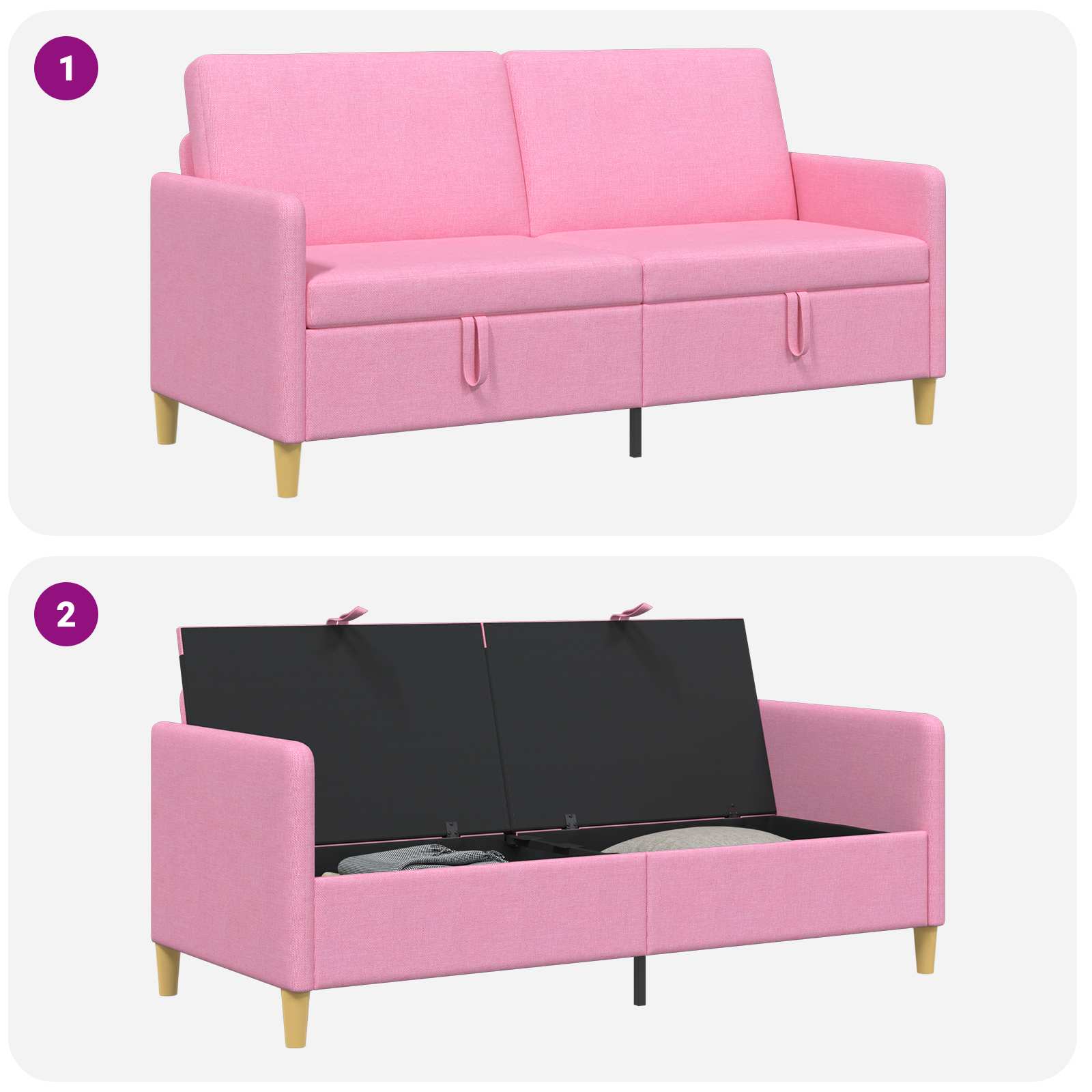 Sofa mit Stauraum Rosa 172 x 78 x 87 cm Polyester