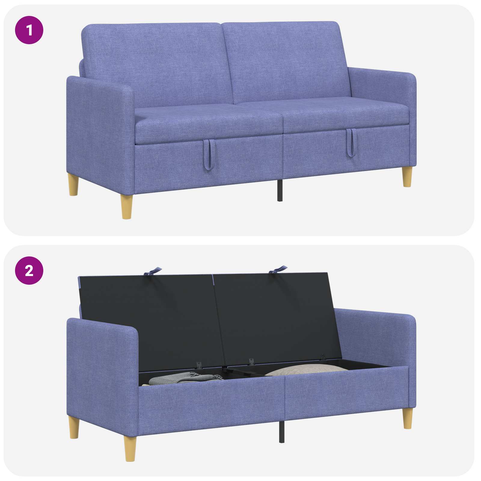 Sofa mit Stauraum Jeans blau 172 x 78 x 87 cm Polyester