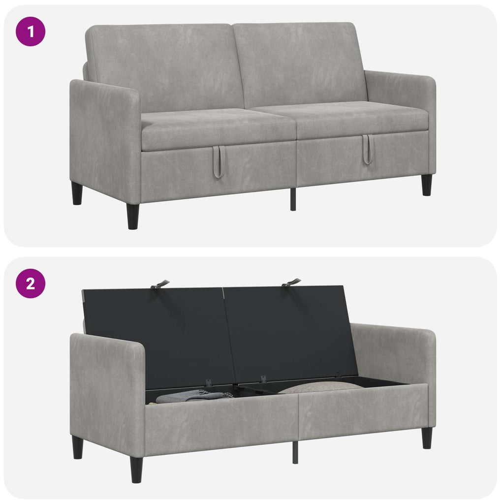 Sofa mit Stauraum Hellgrau 172 x 78 x 87 cm Polyester