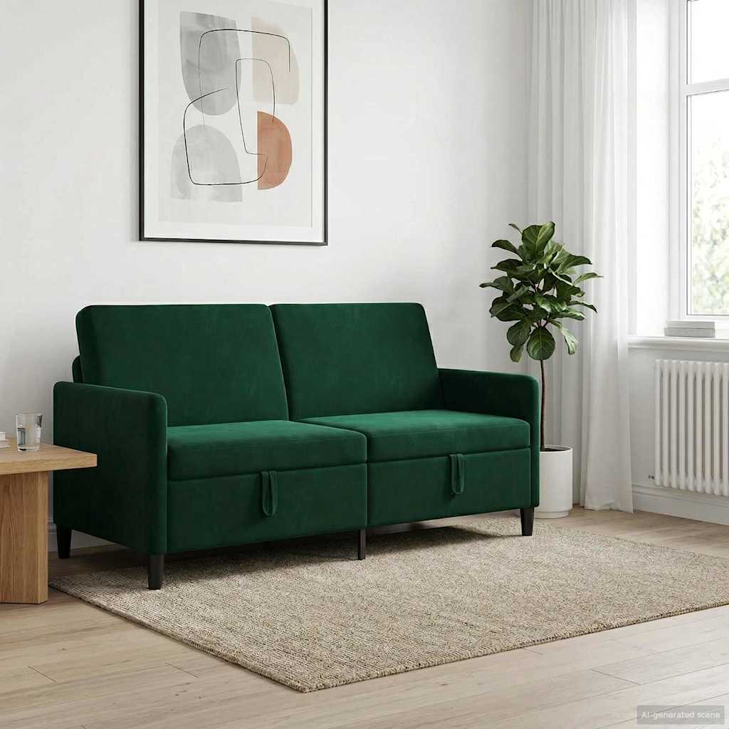 Sofa mit Stauraum Dunkelgrün 172 x 78 x 87 cm Polyester