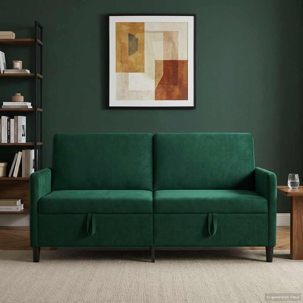 Sofa mit Stauraum Dunkelgrün 172 x 78 x 87 cm Polyester
