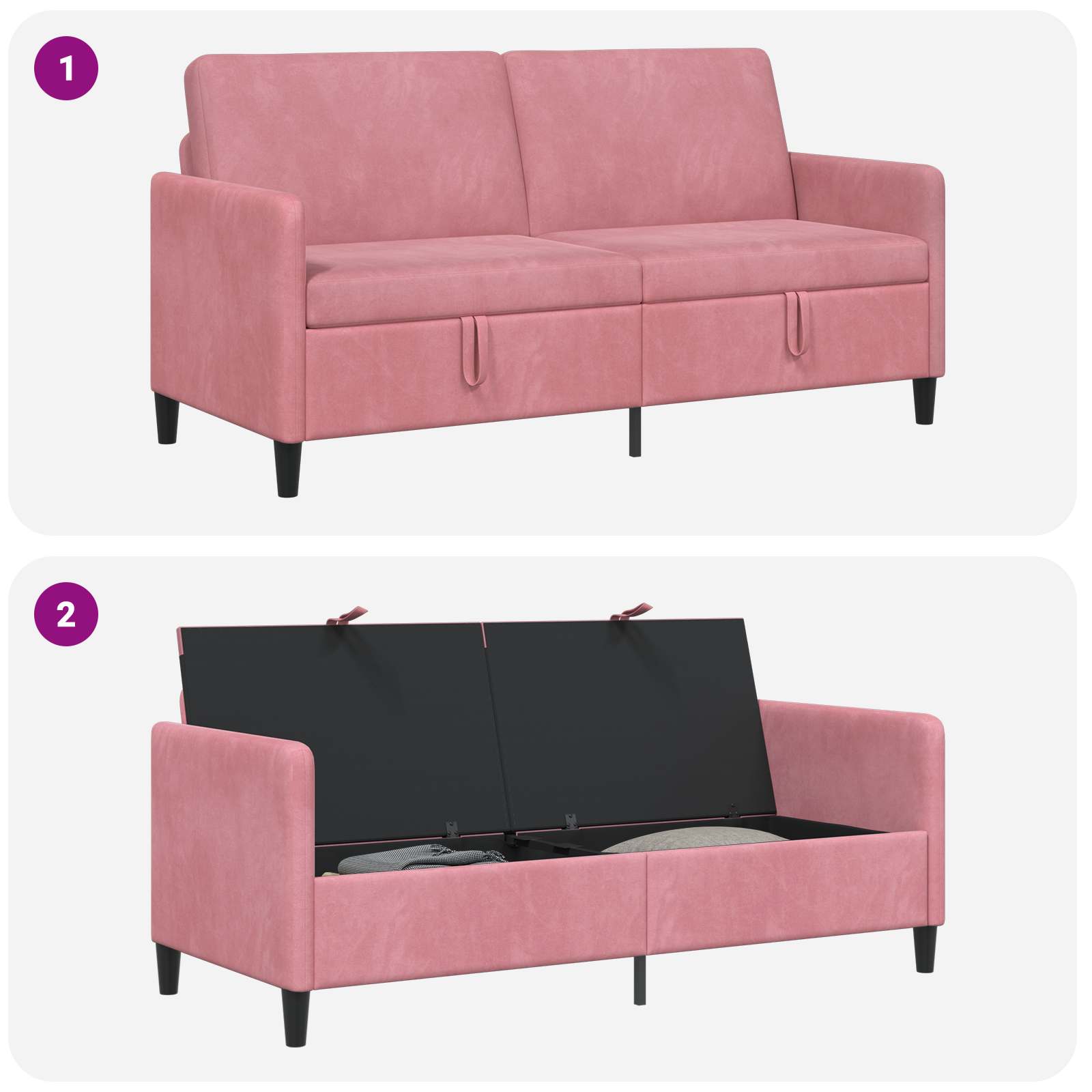 Sofa mit Stauraum Rosa 172 x 78 x 87 cm Polyester