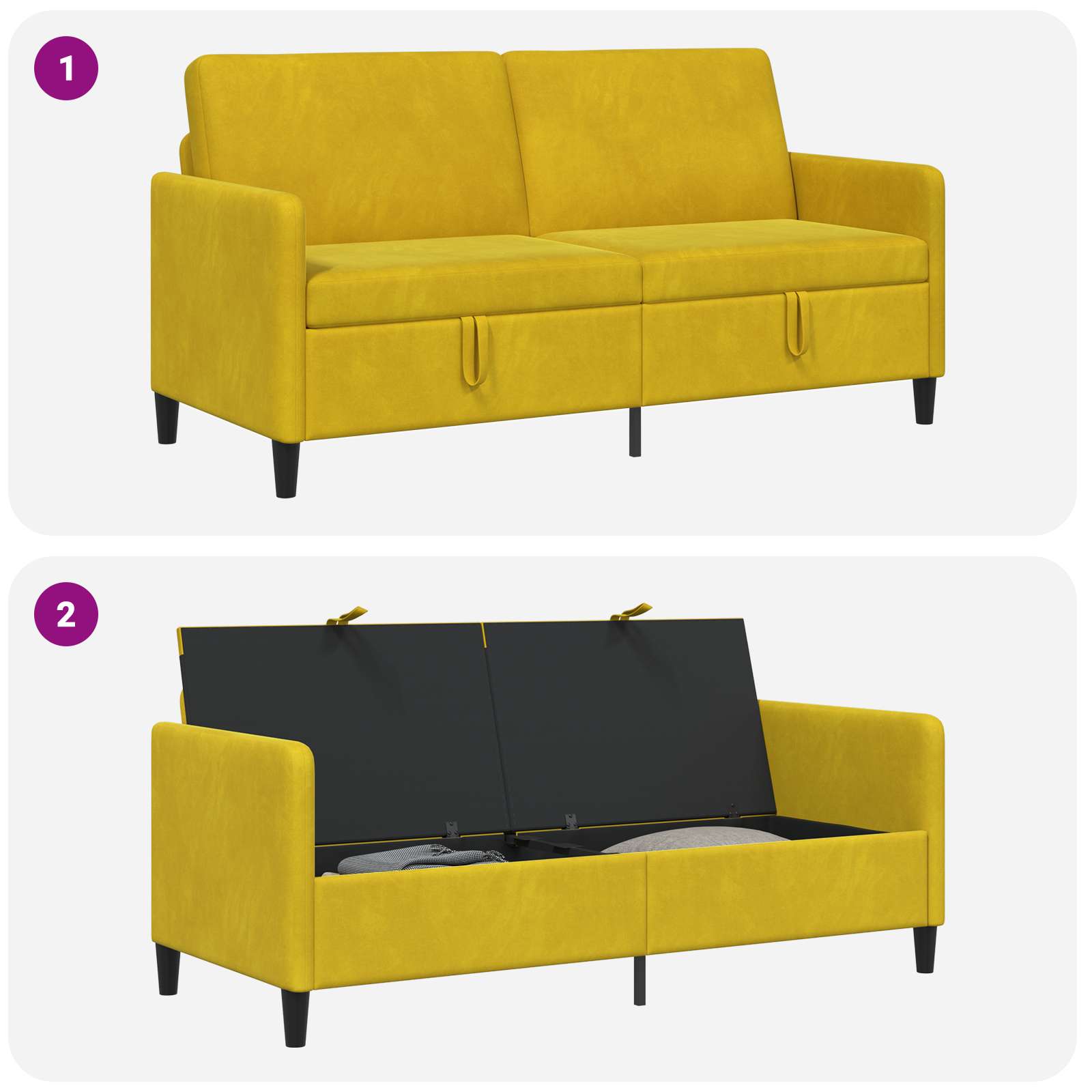 Sofa mit Stauraum Gelb 172 x 78 x 87 cm Polyester