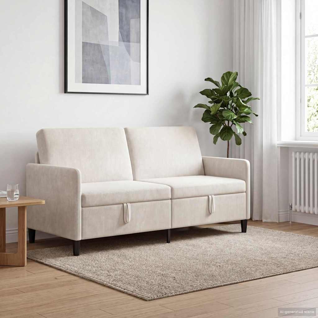 Sofa mit Stauraum Creme 172 x 78 x 87 cm Polyester
