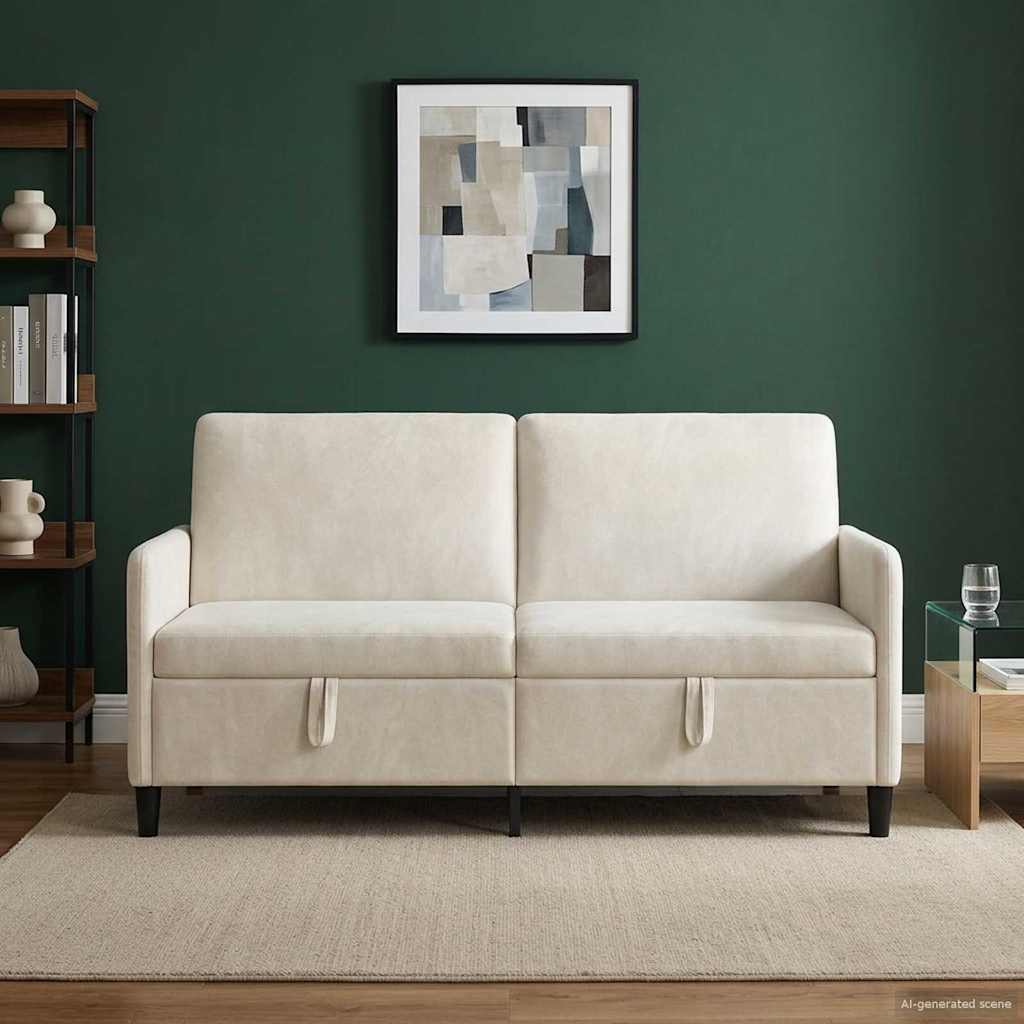 Sofa mit Stauraum Creme 172 x 78 x 87 cm Polyester