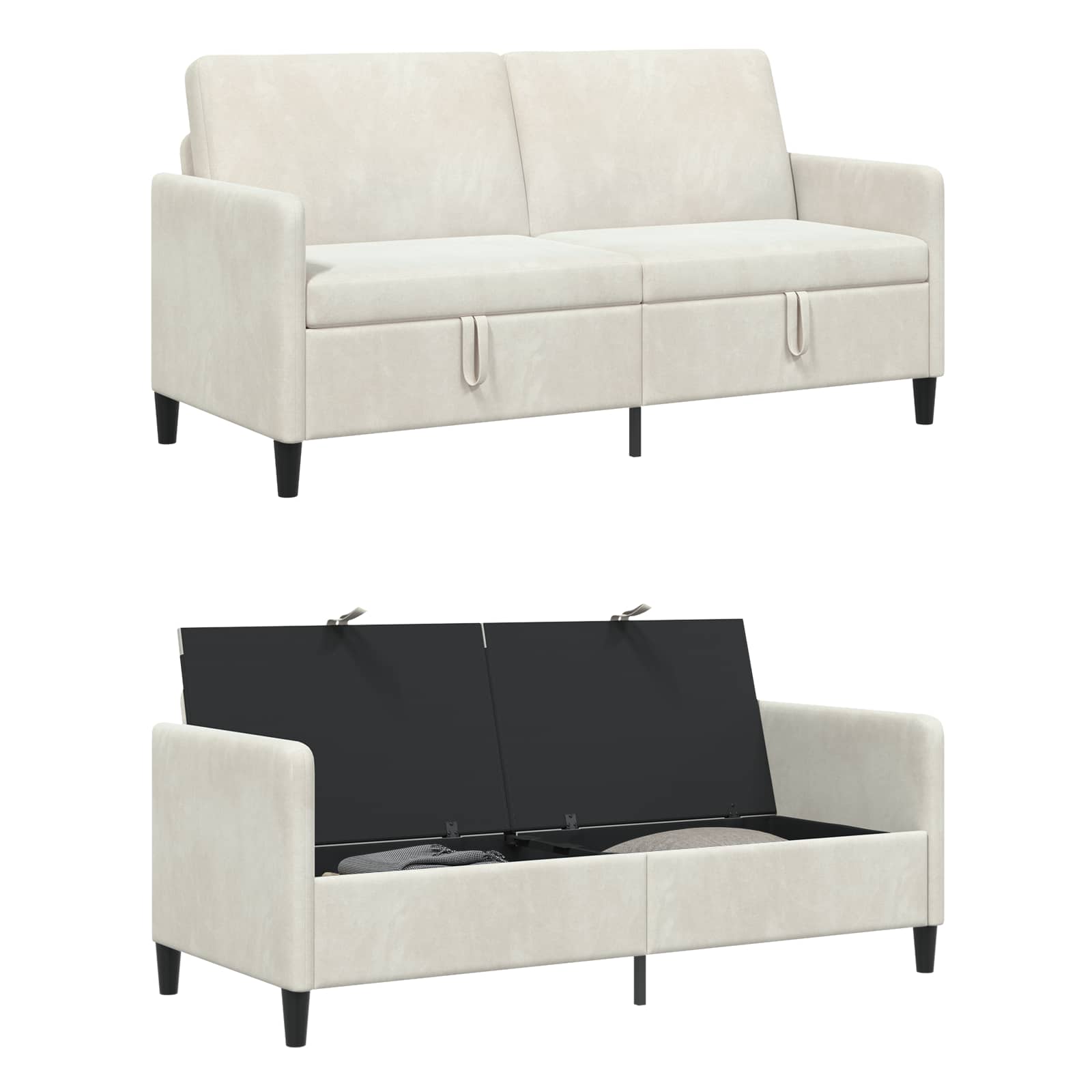 Sofa mit Stauraum Creme 172 x 78 x 87 cm Polyester