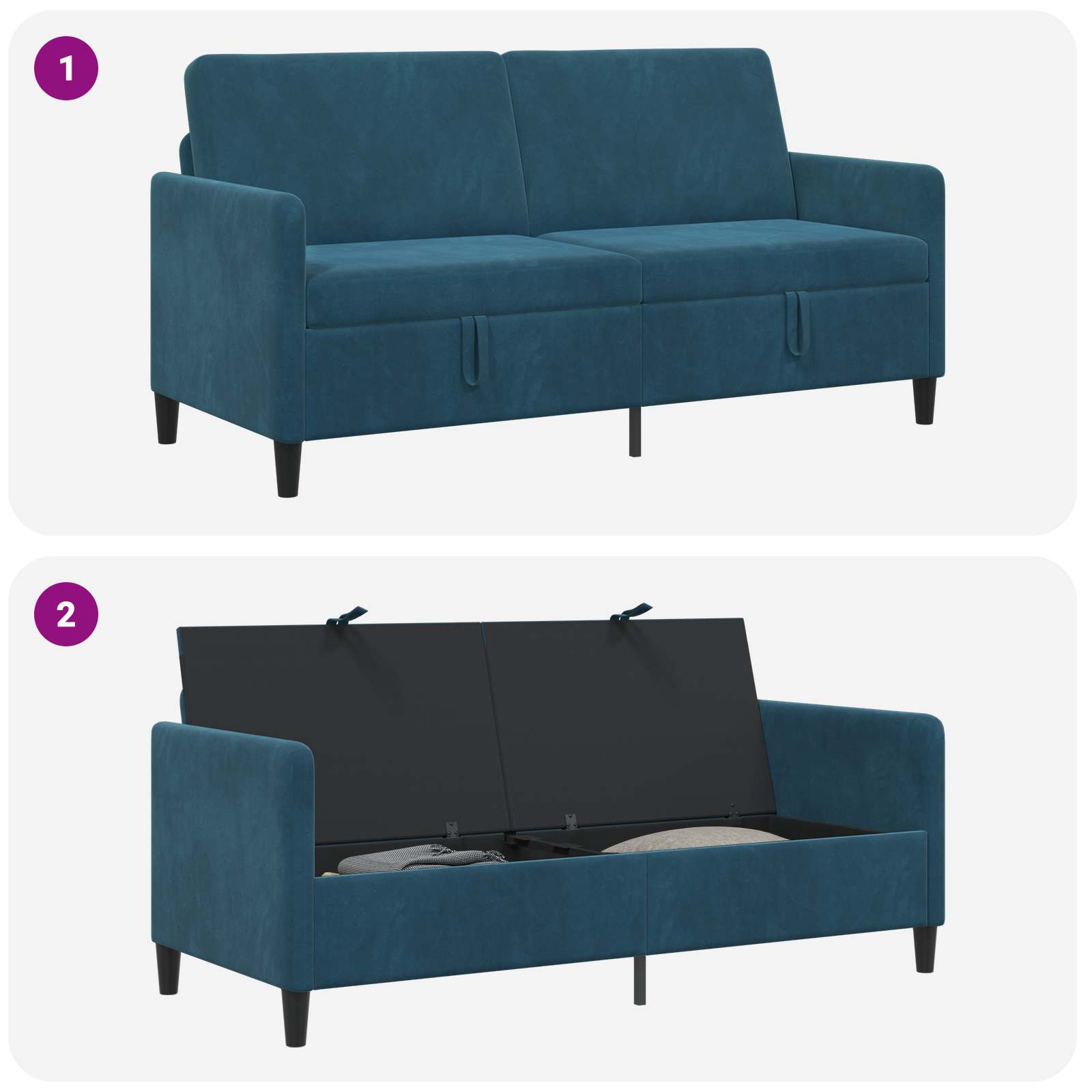 Sofa mit Stauraum Blau 172 x 78 x 87 cm Polyester