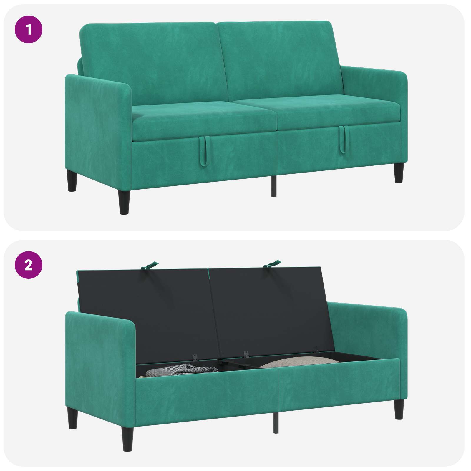 Sofa mit Stauraum Türkis 172 x 78 x 87 cm Polyester