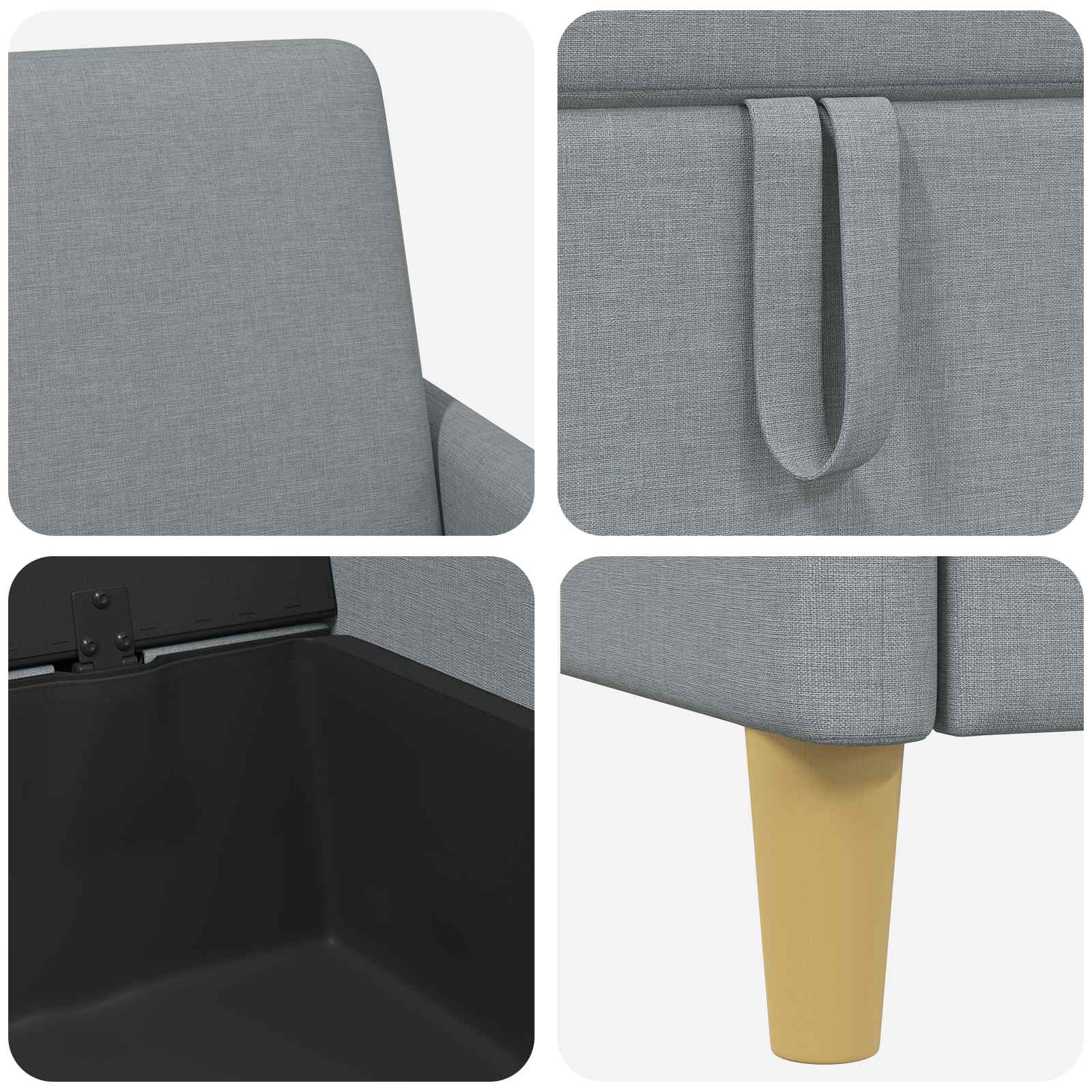 Sofa mit Stauraum Hellgrau 192 x 78 x 87 cm Polyester