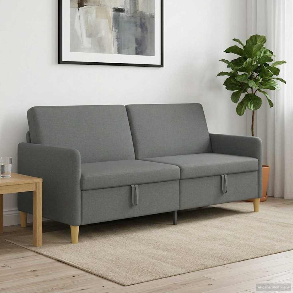 Sofa mit Stauraum Dunkelgrau 192 x 78 x 87 cm Polyester